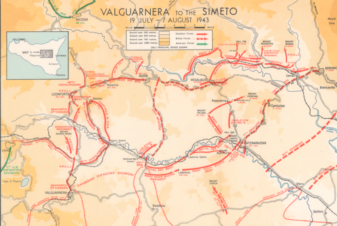 De Valguarnera au Simeto, 19 juillet au 7 août 1943
