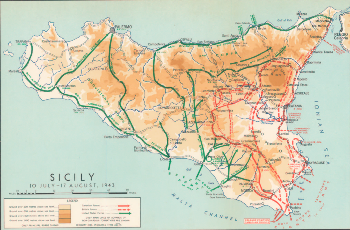 Sicile, 10 juillet au 17 août 1943.