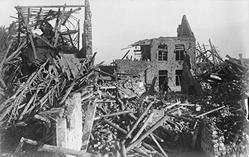Ruined houses in Poelcappelle. 1917.