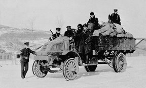 Personnel of the Canadian Siberian Expeditionary Force with truck.