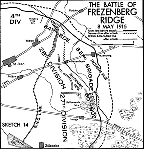 Sketch of the Battle of Frenzenberg, 8 May 1915.
