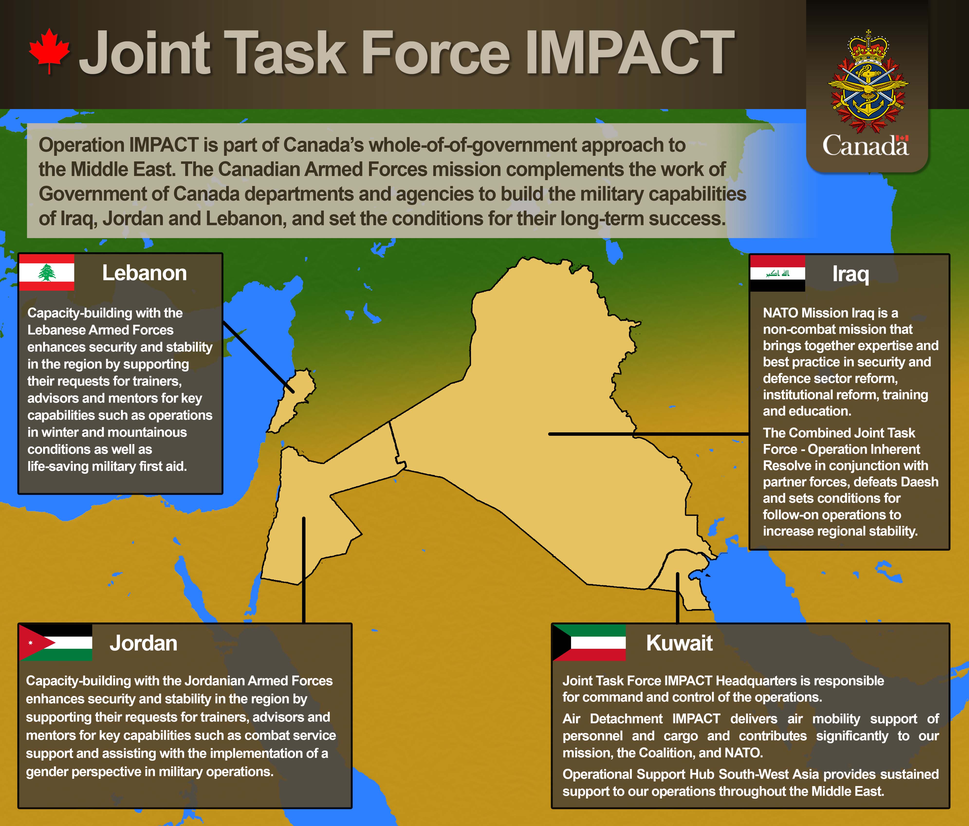 A map of where Joint Task Force IMPACT is deployed.
