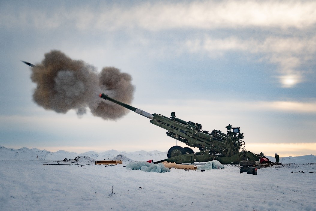 A M777 Howitzer shooting firing range practice.