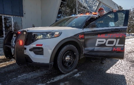 New MP vehicle decal design on police car door.