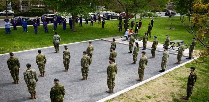 Figure 1.  Military Personnel outside a Long-term Care Facility