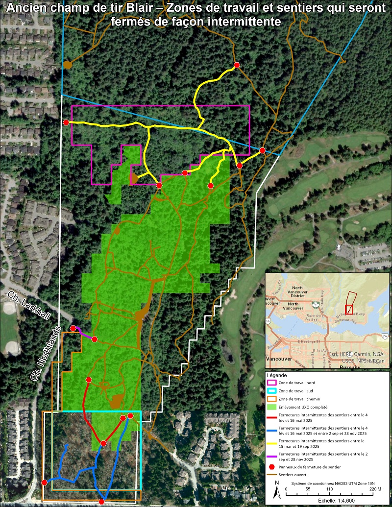Ancien champ de tir Blair – Zones de travail et sentiers qui seront fermés de façon intermittente – 2025
