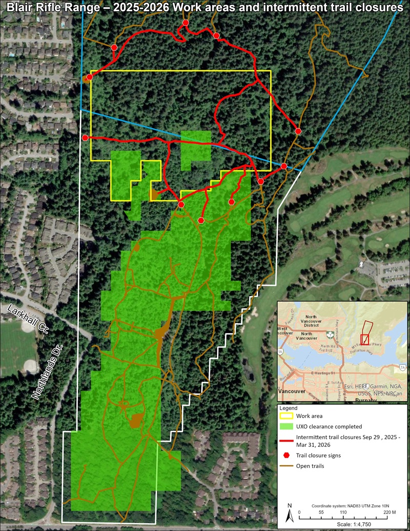 Blair Rifle Range – 2025-2026 Work areas and intermittent trail closures