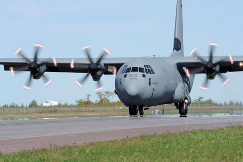 Trenton, Ontario — On October 6, 2011, a CC-130J Hercules tail number 130612, doing fly bys, landings and take offs during Ex MOUNTAIN STAR