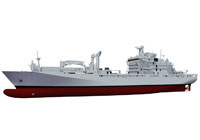 Vue d'artiste du modèle de définition des nouveaux navires de soutien interarmées.