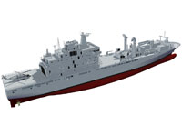 Vue d'artiste du modèle de définition des nouveaux navires de soutien interarmées.