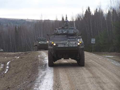 Light Armoured Vehicles (LAV) III undergo testing activities at Canadian Forces Base Gagetown.