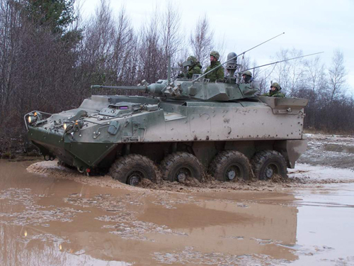 Light Armoured Vehicles (LAV) III undergoes testing activities at Canadian Forces Base Gagetown.