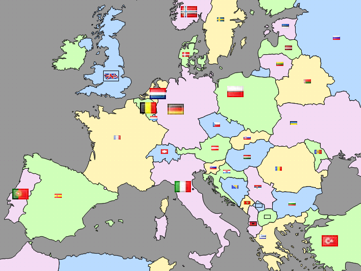 Map of Euope with flags