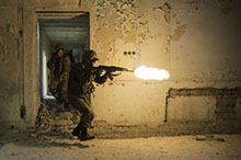 Starychi, Ukraine. 4 November 2015 – A Ukrainian soldier engages a target as part of the urban warfare training (a component of small team training) provided by Canadian military personnel during Operation UNIFIER at the International Peacekeeping and Security Centre (IPSC) in Starychi, Ukraine. (Photo: Canadian Forces Combat Camera, DND)