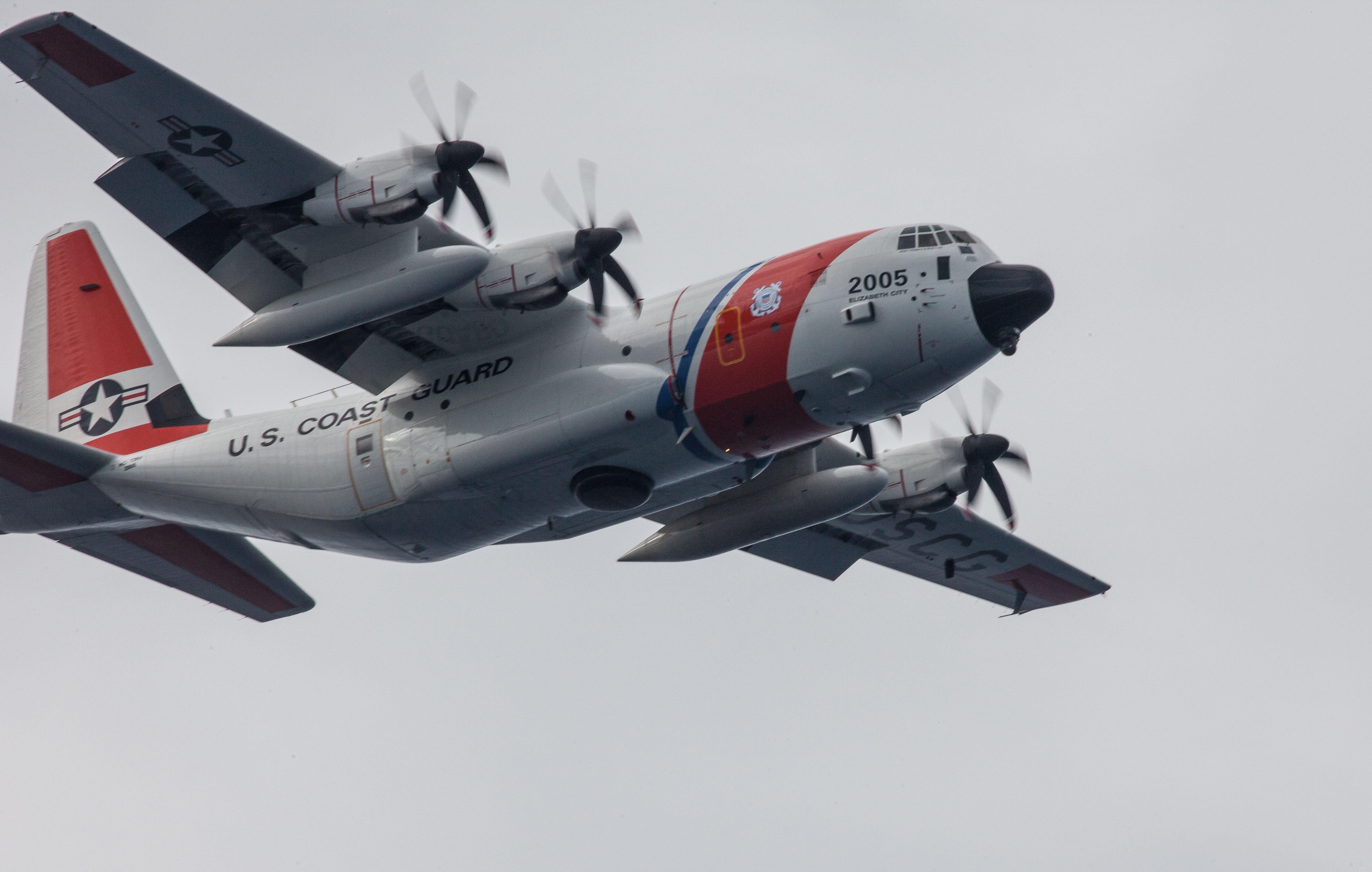 A United States Coast Guard C-130 aircraft provided overhead surveillance during a drug interdiction off the Pacific coast of Central America during Operation CARIBBE on 5 November, 2016. Image By: Royal Canadian Navy Public Affairs