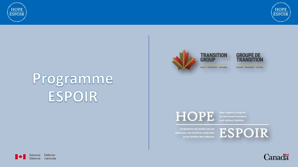 Programme Empathie Soutien par les Pairs Offrant une Invitation au Réconfort (ESPOIR)