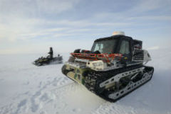 Defence Research and Development Canada and Canadian Armed Forces Joint Arctic Experiment (CAFJAE) 2016 participants test drive the Polaris Rampage vehicle during Operation NUNALIVUT at Resolute Bay, Nunavut, April 2, 2016.