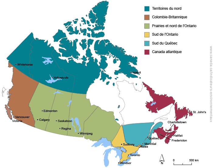 Regions used for the regional Air quality indicators (see below for long description)