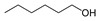 Representative chemical structure of 1-hexanol, with SMILES notation: CCCCCCO
