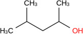 Structure chimique représentative du MIBC, avec notation SMILES : CC(CC(O)C)C