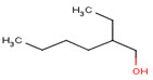 Representative chemical structure of 2-ethyl-1-hexanol, with SMILES notation: CCCCC(CO)CC