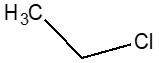 Structure chimique représentative du chloroéthane, avec notation SMILES : CCCl