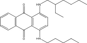 Representative chemical structure for CAS RN 74499-36-8, SMILES: CCCCCNc1ccc(c2c1C(=O)c1c(C2=O)cccc1)NCC(CCCC)CC