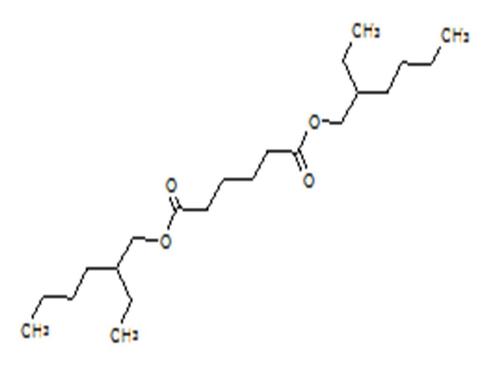 Representative chemical structure of Hexanedioic acid, 1,6-bis(2-ethylhexyl) ester, with SMILES notation: CCCCC(CC)COC(=O)CCCCC(=O)OCC(CC)CCCC