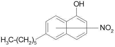 CCCCCCC1=CC=C2C(O)=CC=CC2=C1([N+]([O-])=O) where ([N+]([O-])=O) specificity on the first aromatic ring is unknown