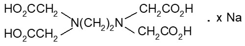 N(CC(O)=O)(CC(O)=O)CCN(CC(O)=O)(CC(O)=O).[Na] where the number of [Na] salts is x