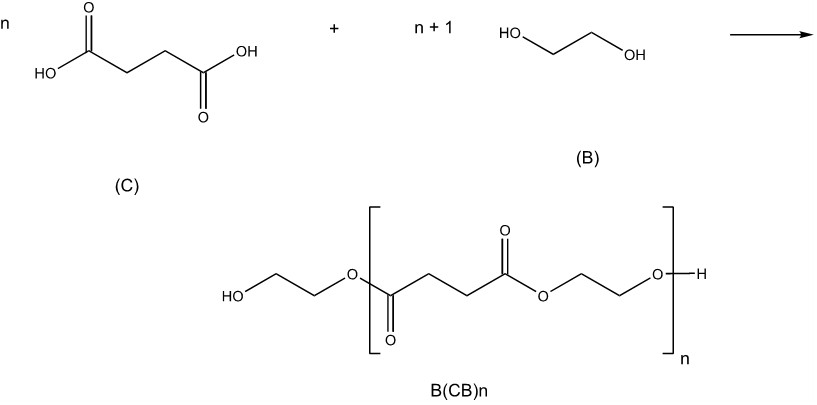 n number of C reacts with n+1 number of B to give polymer B(CB)n