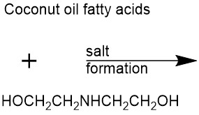 Salt formation of Coconut oil fatty acids + OCCNCCO