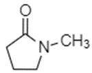 Structure chimique représentative du NMP, avec notation SMILES : O=C1CCCN1C