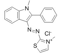 CN1C(C2=CC=CC=C2)=C(/N=N/C3=[N+](C)C=CS3)C4=C1C=CC=C4.[Cl-]