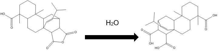 Structure chimique du parent, avec notation SMILES : CC12C3CC(C(C(C)C)=CC34CCC1C(CCC2)(C)C(O)=O)C5C4C(OC5=O)=O