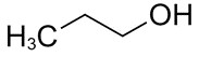 Representative chemical structure of 1-propanol, with SMILES notation: CCCO
