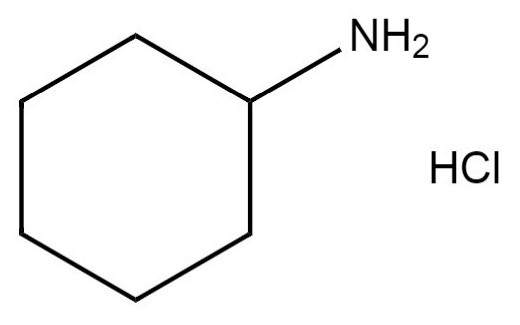 Representative chemical structure of cyclohexyl-amine, hydro-chloride, with SMILES notation: C1CCC(CC1)N.Cl