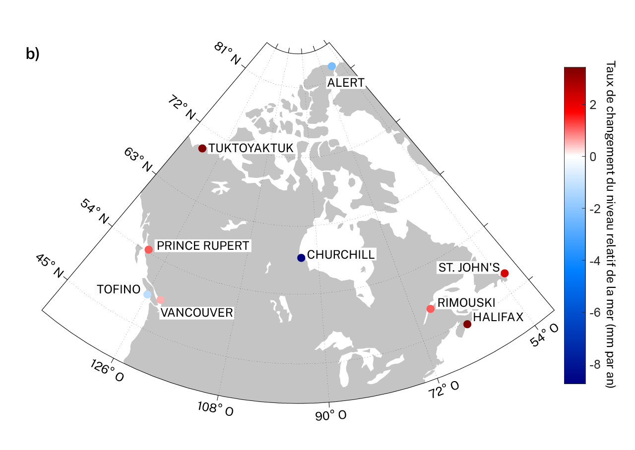carte des emplacements des marégraphes
