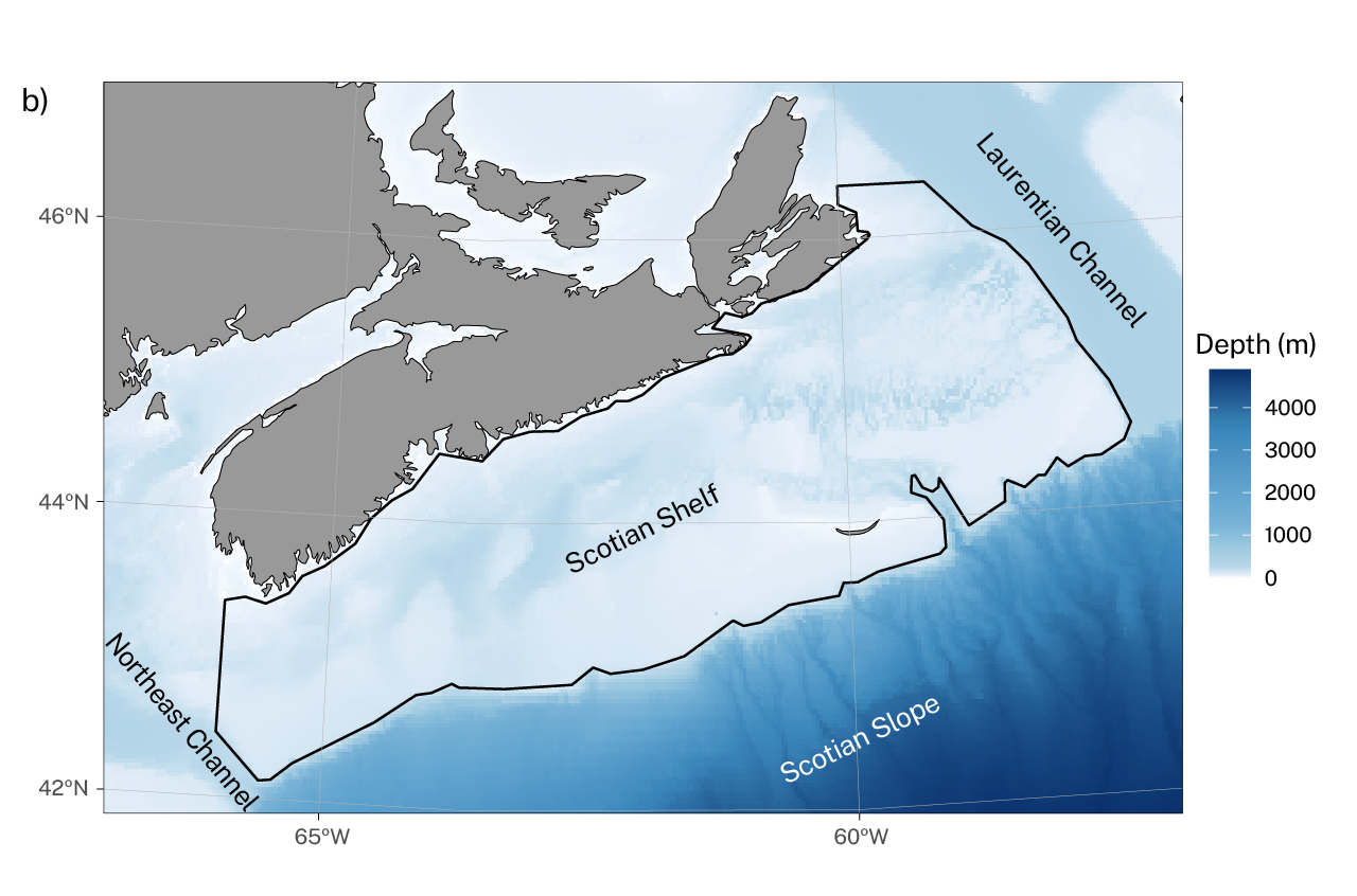 map showing the location of the Scotian Shelf