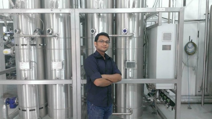 Sajib at a local water treatment plant.