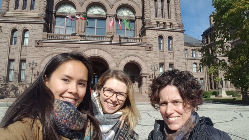 Eugenia with Niamh and Anna outside of Queen’s Park in Toronto.