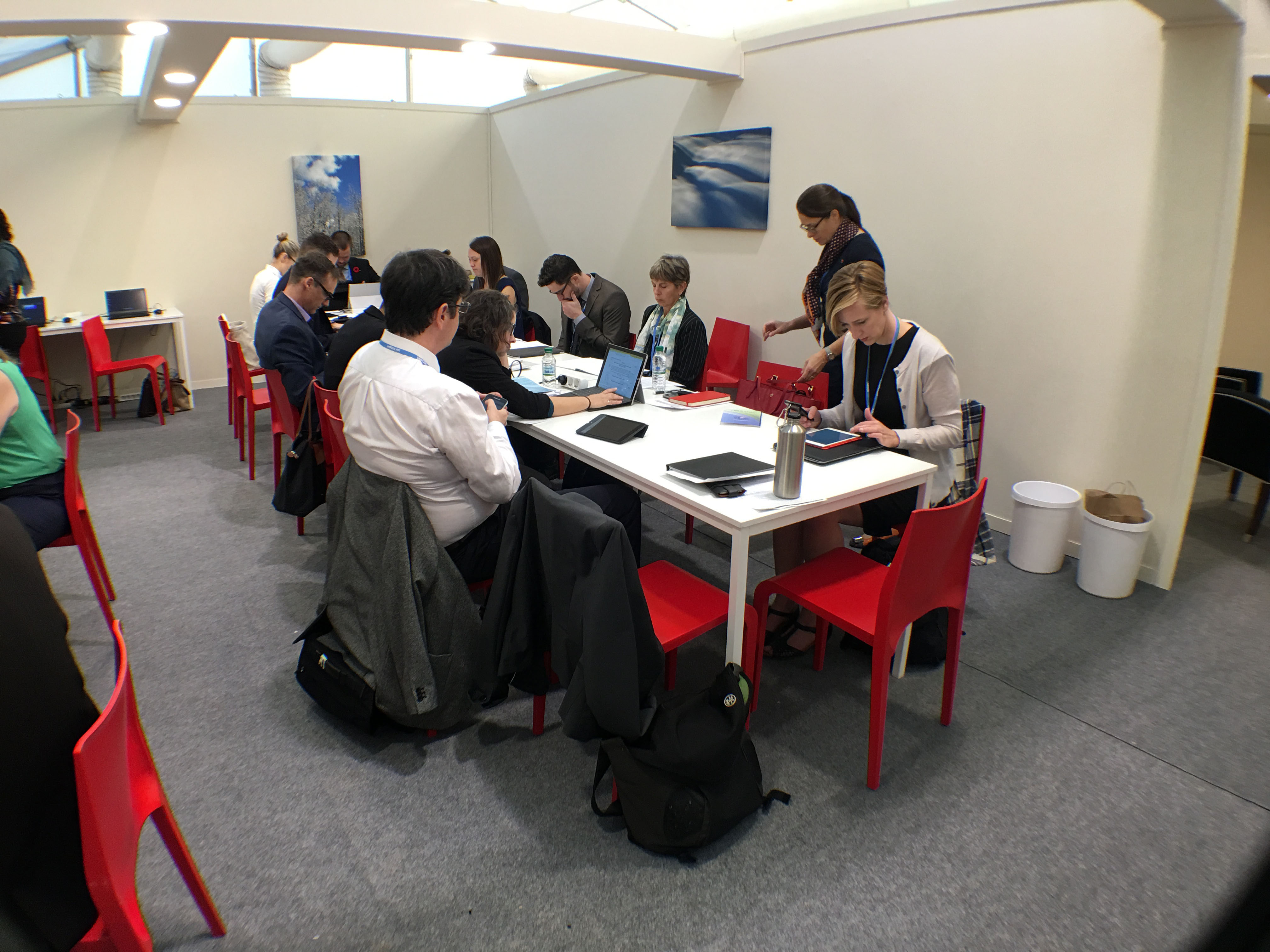 Hard at work in the Canadian delegation office.