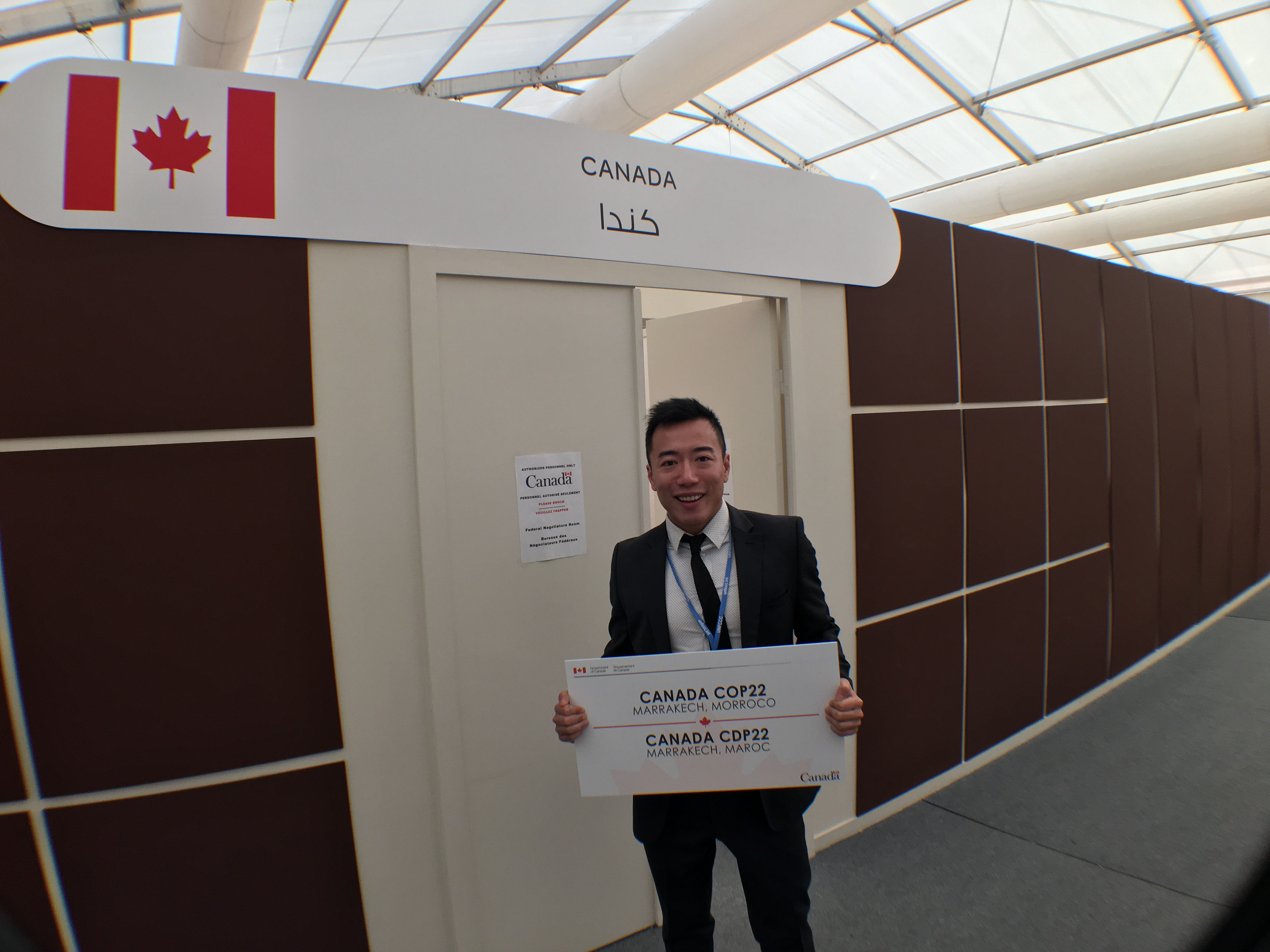 Arriving in front of the Canadian delegation office at COP22.