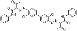 Pigment Yellow 12, 2,2'-((3,3'-Dichloro(1,1'-biphenyl)-4,4'-diyl)bis(azo))bis(3-oxo-N-phenyl-butanamide), 2,2'-((3,3'-Dichloro-4,4'-biphenylylene)diazo)bisacetoanilide, C.I. 21090, C.I. 21100, Pigment Yellow 13, CAS #: 6358-85-6 (15541-56-7)