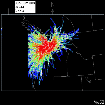 Figure 11.6 Répartition des trajectoires de 12 heures de l’automne à Snoqualmie Pass, Washington (Van Haren, 2002). (Voir la description ci-dessous)