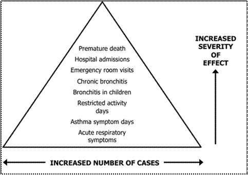 Figure 14.1 Hierarchy of Air Pollution Effects (Bates et al., 2002). (See long description below)