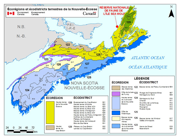 Carte de la Nouvelle-Écosse. Voir description longue ci-dessous.