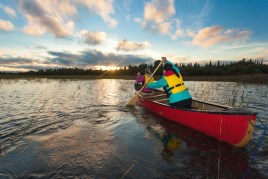 Canoe in Stillwater Brook Protected Natural Area in Restigouche County, New Brunswick