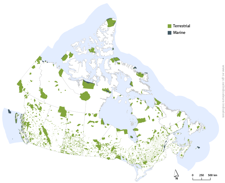 Map of Canada's Protected Area, 2015
