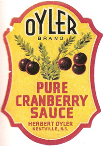 Étiquette de la purée de canneberges « Oyler Brand ».